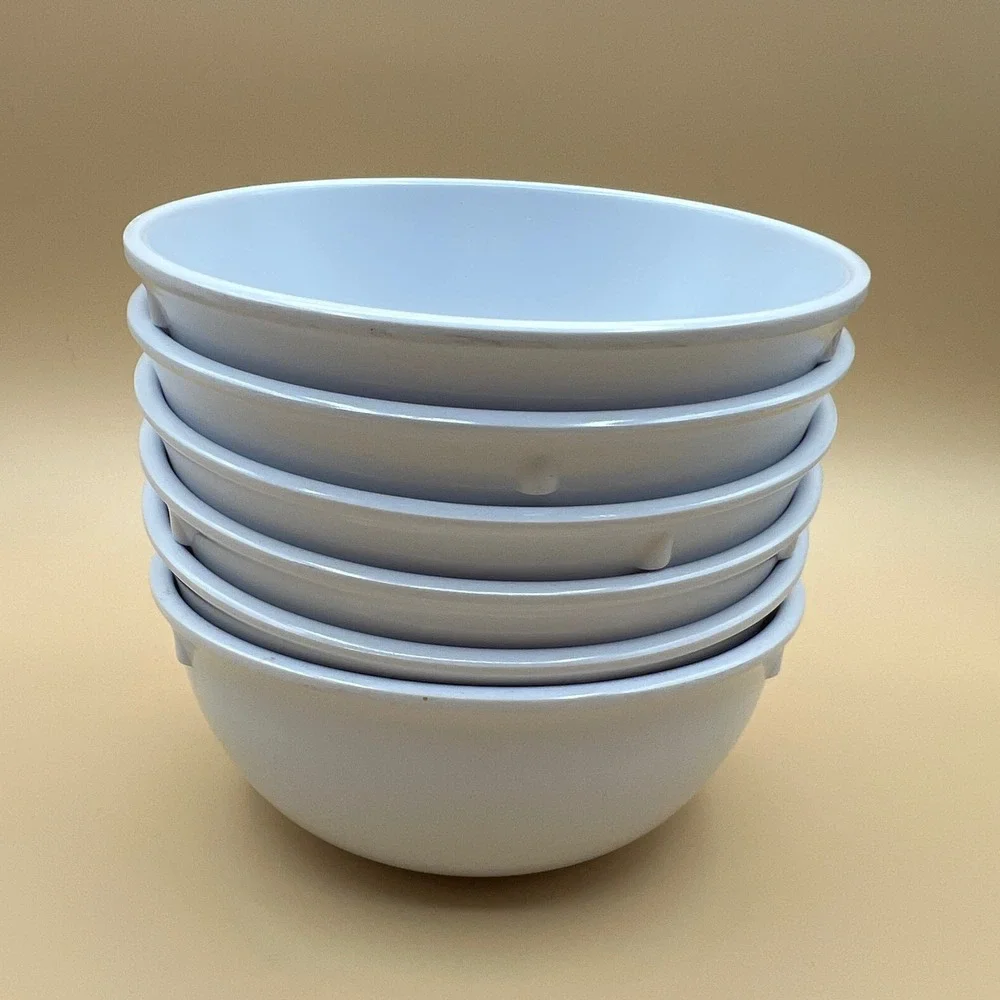 Set of 6 White Melamine Stackable nappie bowls